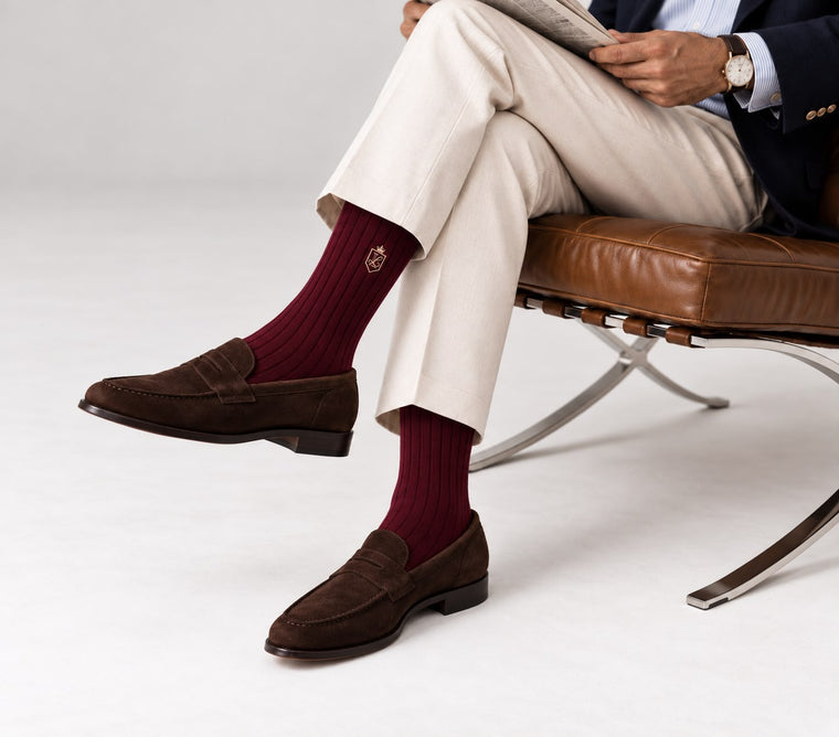 Club Socks getragen, die Länge am Bein