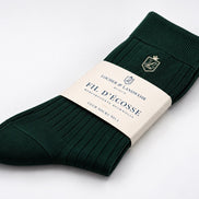 Club Socks No. 1 in Racing Green, gefaltet mit Banderole, gesticktes Locher & Landwehr Wappen